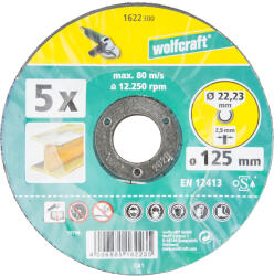 wolfcraft 1622 hajlított fém vágókorong, 125mm, 5 db (1622300)