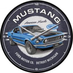 Nostalgic Art Germany Ceas de Perete Ford Mustang - 1969 Mach 1 Blue 31 Cm (2464)