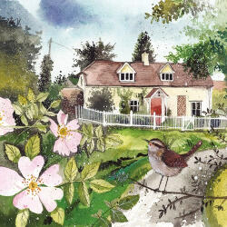 Alex Clark Képeslap Alex Clark borítékkal, 14x14 cm, Rózsa házikóval (AC796)