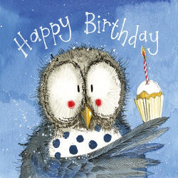 Alex Clark Képeslap Alex Clark borítékkal, 14x14 cm, bagoly HBD (AC762)