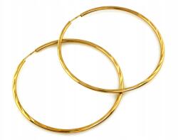  Fülbevaló arany kerek nagy 50 mm gyémánt szürkés 585 14k