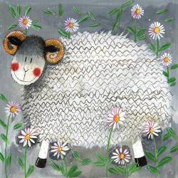 Alex Clark Képeslap Alex Clark borítékkal, 14x14 cm, bárány virágokkal (AC747)