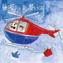 Alex Clark Képeslap Alex Clark borítékkal, 14x14 cm, helikopter HBD (AC644)