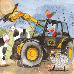 Alex Clark Képeslap Alex Clark borítékkal, 14x14 cm, Traktoros móka (AC183)