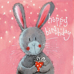 Alex Clark Képeslap Alex Clark borítékkal, 14x14 cm, nyuszi ajándékkal HBD (AC763)