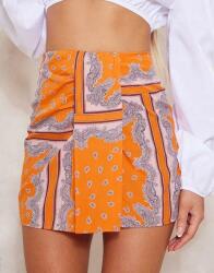 Prettylittlething Narancssárga Mintás Magas Derekú Mini Szoknya Prettylittlething 34