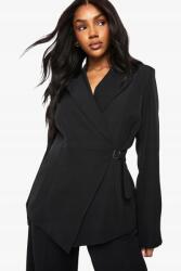 Boohoo Klasszikus Fekete Sima Aszimmetrikus Blézer Boohoo 38-AS