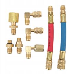  Gyorscsatlakozó Adapterek Tömlők Légkondicionálóhoz R134A R12 CH-138 Szett 8 Db (loei)