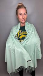  Kasmír sál, világosszürke-menta, 180cm×67cm, 80% kasmír