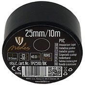 NEDES Szigetelőszalag (25mm/10 méter) fekete - villanyszerelési segédanyag (TP2510/BK)