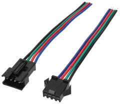 Anro LED Szerelt csatlakozó pár - Molex típusú (RGB LED szalaghoz) 4 eres (Wire connector 4x10 cm (red-green-blue-black))