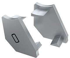 Lumines Type-H Ezüst - Végzáró elem alumínium sarokprofilhoz, műanyag, szürke - Jobb oldali (ZAS-LUM-H-S-P (12-0954-01))