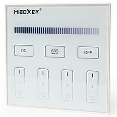 MiLight T1 Group Control csoport (4 zóna) fali távirányító panel LED szalag fényerő szabályzásához (230V) (MiLight T1 AC180-240V dimming panel remote white)