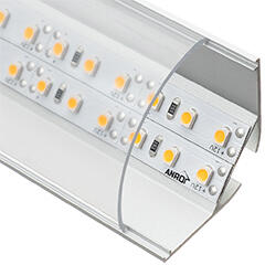 ANRO LED Profile ALP-016R Ezüst - Alumínium sarokprofil LED szalaghoz, íves (Átlátszó búrával) (LP204/LP205 - LP204-TRANC)