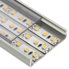 Lumines SOLIS Ezüst - Függeszthető széles lapos U alakú alu profil LED szalaghoz (Átlátszó PVC búrával) (LUMINES-SOLIS2-S + LUMINESW-K2020-T PVC)