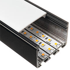 Lumines ILEDO Fekete - Alu XXL U profil LED szalaghoz, függeszthető (Opál PMMA búrával) (LUMINES-ILEDO2-CZ + LUMINESW-K2020-PMML (2,02 m))