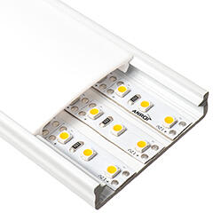 Lumines SOLIS Fehér - Függeszthető széles lapos U alakú alu profil LED szalaghoz (Opál PMMA búrával) (LUMINES-SOLIS2-B + LUMINESW-K2020-PMML (2,02 m))