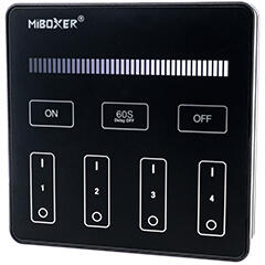 MiLight B1B Group Control csoport (4 zóna) fali távirányító panel - fényerő szabályzó LED szalaghoz, elemes, fekete (Milight B1B 3V dimming panel remote black)