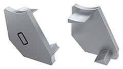 Lumines Type-H Ezüst - Végzáró elem alumínium sarokprofilhoz, műanyag, szürke - Bal oldali (ZAS-LUM-H-S-L (12-0944-01))