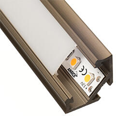 Lumines Type-C Barna - Alumínium sarokprofil LED szalagos világításhoz (Félig átlátszó búrával) (LUMINES-C2-I + LUMINESB2-K2020-MR (2,02m/pcs))