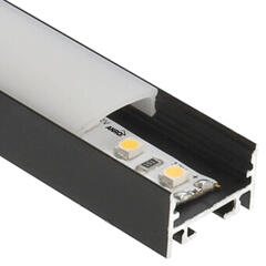 ANRO LED Profile ALP-036 Fekete - Alumínium U profil LED szalaghoz (Opál búrával) (LP111B - LP-UNICOV1-MLK)