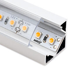ANRO LED Profile ALP-007 Fehér - Alumínium sarok profil LED szalaghoz (Átlátszó búrával) (LP201W - LP-UNICOV1-TRA)