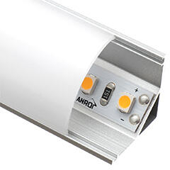 ANRO LED Profile ALP-006 Ezüst - Alumínium sarok profil LED szalaghoz, íves (Opál búrával) (LP202/LP203 - LP202-MILKC)