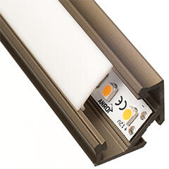 Lumines Type-C Barna - Alumínium sarokprofil LED szalagos világításhoz (Opál búrával) (LUMINES-C2-I + LUMINESB2-K2020-ML (2,02m/pcs))