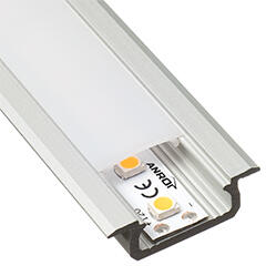 Lumines Type-Z Ezüst - Süllyeszthető LED szalagos alu profil (Félig átlátszó búrával) (LUMINES-Z2-S + LUMINESB2-K2020-MR (2,02m/pcs))