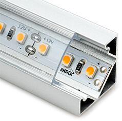 ANRO LED Profile ALP-007 Ezüst - Alumínium sarok profil LED szalaghoz (Átlátszó búrával) (LP201 - LP-UNICOV1-TRA)