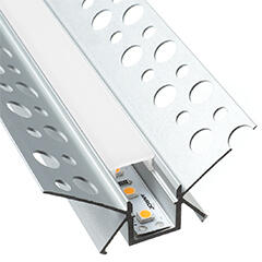 ANRO LED Profile ALP-018 Ezüst - Gipszkarton belső sarok világításhoz glettelhető alu profil (Opál búrával) (LP310 - LP310-MILKC)