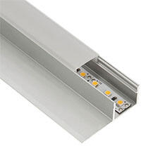 ANRO LED Profile ALP-047 Ezüst - Burkolatba süllyeszthető, oldalfali alu profil LED szalaghoz (Opál búrával) (LP313F - LP-UNICOV3-MLK)