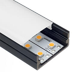 ANRO LED Profile ALP-004 Fekete - Alumínium U profil LED szalaghoz (Opál búrával) (LP103B - LP-UNICOV2-MLK)