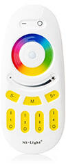 MiLight FUT096W Group Control csoport (4 zóna) RGB+W távirányító (RGB+W azaz RGB+fehér LED szalaghoz) - fekete, sárga (MiLight FUT096 white, yellow button)