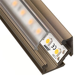 Lumines Type-C Barna - Alumínium sarokprofil LED szalagos világításhoz (Átlátszó búrával) (LUMINES-C2-I + LUMINESB2-K2020-T (2,02m/pcs))