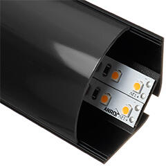 ANRO LED Profile ALP-016R Fekete - Alumínium sarokprofil LED szalaghoz, íves (Fekete búrával) (LP204B/LP205B - LP204-BLACKC)