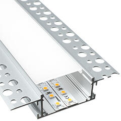 ANRO LED Profile ALP-014 Ezüst - Gipszkartonba süllyeszthető alu profil LED szalaghoz (Opál búrával) (LP308N - LP308-MILKC)