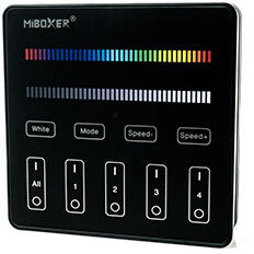 MiLight B3B Group Control csoport (4 zóna) fali RGB+W (RGB+fehér LED szalaghoz) távirányító panel, elemes, fekete (Milight B3B 3V RGBRGBW panel remote black)