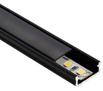 Lumines Type-D Fekete - Alumínium U profil LED szalagos világításhoz 16x6 mm (Fekete PMMA búrával) (LUMINES-D2-CZ + LUMINESB2-K2020-PMCZ PMMA)