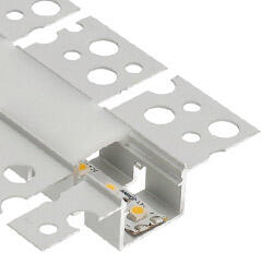 ANRO LED Profile ALP-026 Ezüst - Gipszkartonba süllyeszthető, hajlítható, ívelhető alu profil LED szalaghoz (Opál búrával) (LP314 - LP-UNICOV3-SILIC-50M)