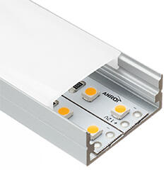 ANRO LED Profile ALP-004 Ezüst - Alumínium U profil LED szalaghoz (Opál búrával) (LP103 - LP-UNICOV2-MLK)