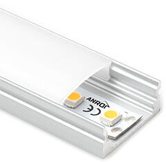ANRO LED Profile ALP-002 Ezüst - Alumínium U profil LED szalaghoz (Opál búrával) (LP101 - LP-UNICOV1-MLK)