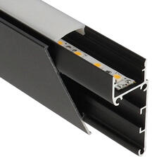 ANRO LED Profile ALP-033 Fekete - Alumínium oldalfali profil rejtett világításhoz (Opál búrával) (LP403B - LP-UNICOV1-MLK)