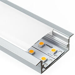 ANRO LED Profile ALP-011 Ezüst - Süllyeszthető alu profil LED szalaghoz (Opál búrával) (LP303 - LP-UNICOV2-MLK)