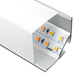 ANRO LED Profile ALP-016S Ezüst - Alumínium sarokprofil LED szalaghoz, szögletes (Opál búrával) (LP204/LP205 - LP205-MILKC)