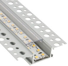 ANRO LED Profile ALP-013 Ezüst - Gipszkartonba süllyeszthető alu profil LED szalaghoz (Átlátszó búrával) (LP305N - LP305-TRANC)