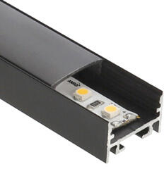 ANRO LED Profile ALP-036 Fekete - Alumínium U profil LED szalaghoz (Fekete búrával) (LP111B - LP-UNICOV1-BLK)