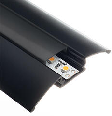 ANRO LED Profile ALP-021 Fekete - Alumínium burkolatváltó profil LED szalaghoz (Fekete búrával) (LP104B - LP-UNICOV1-BLK)