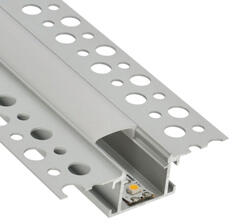ANRO LED Profile ALP-015 Ezüst - Gipszkartonba süllyeszthető alu profil LED szalaghoz (Opál búrával) (LP309N - LP-UNICOV1-MLK)