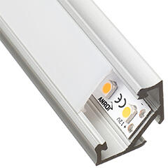 Lumines Type-C Ezüst - Alumínium sarokprofil LED szalagos világításhoz (Félig átlátszó búrával) (LUMINES-C2-S + LUMINESB2-K2020-MR (2,02m/pcs))